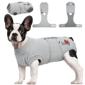 Kuoser Dog Recovery Suit for Male Dogs, Post-Surgery Bodysuit for Spay Neuter, Dog Onesie After Surgery, Anti-Licking Pet Surgical Recovery Suit, Gray XS