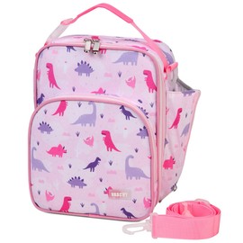VASCHY Lunch Boxes Bag for Kids, Insulated Lunchbox Reusable Containers for Girls with Detachable Shoulder Strap for School Pink Dinosaur