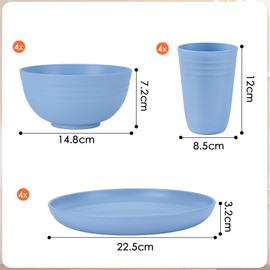 18 Pcs Dinnerware Sets, Unbreakable Plates and Bowls Sets, Reusable Dinnerware Sets for 6 People, Travel Camping Picnic Home Party, Dishwasher Microwave Safe Dishes