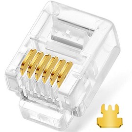 NECABLES (20 Pack) 3 Prong Telephone Modular Plug RJ11/RJ12 6P6C Connector for Phone Line Cord (Compatible with Both Solid and Stranded Wire)