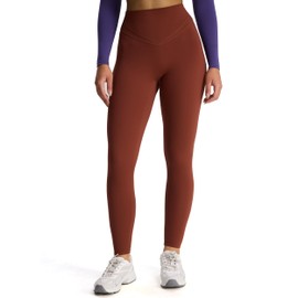 Aoxjox High Waisted Workout Siren Leggings for Women Hidden Scrunch Butt Lifting Tummy Control Yoga Pants 26" (Cherry Mahogany, Small)