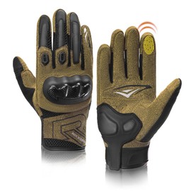 ROCKBROS Motorcycle Gloves for Men Women, Full Finger Motorbike Gloves Touchscreen, Motorcycle Gear with Hard Carbon Fiber Shell for Motorcross Racing Dirt Bike ATV UTV MTB Cycling, Brown