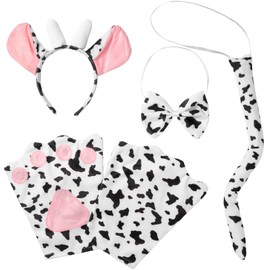 dressforfun 302052 - Accessories Set Adults Cow, One Size, Headband with Ears and Horns, Gloves, Bow tie and Tail