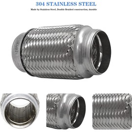 RP Remarkable Power, RK7516-2.5" x 6" Heavy Duty Stainless Steel Exhaust Flex Pipe, 2 Pack