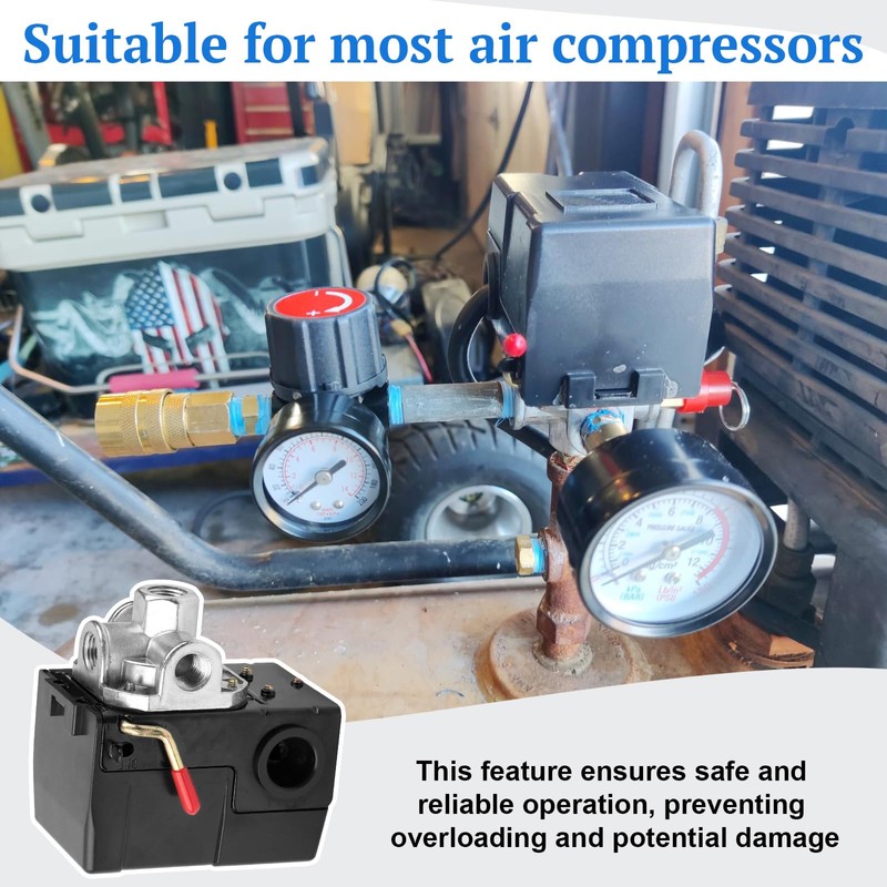 LF10-4H Air Compressor Pressure Switch 95-125 PSI, 20A 4 Port