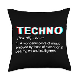 Techno Proud Definition EDM Raver Beat Maker BPM Addict Throw Pillow