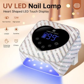 CHRISTINE SHELLY Cordless UV Nail Lamp 72W, Rechargeabl UV Light for Gel Nails, LED Nail Lamp with 5 Timer Modes, Professional Nail Dryer for Salon & Home (Pink Diamond) Polish - Color: Black-White Diamond（Cordless/Batteries Built-In)