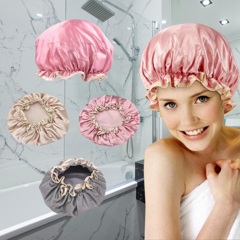 BEE VIBES Gorra de Baño Satín 3 Pack Doble Capa