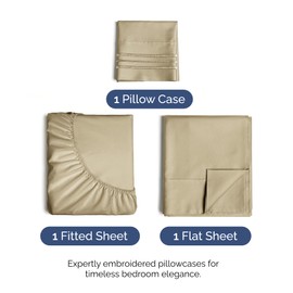 CGK Unlimited Twin Size 3 Piece Sheet Set - Comfy Breathable & Cooling Bed Sheets Set - Hotel Luxury Bedding for Women, Men, Kids & Teens - Deep Pockets, Easy Secure Fit, Soft and Wrinkle Free - Oeko-Tex - Beige