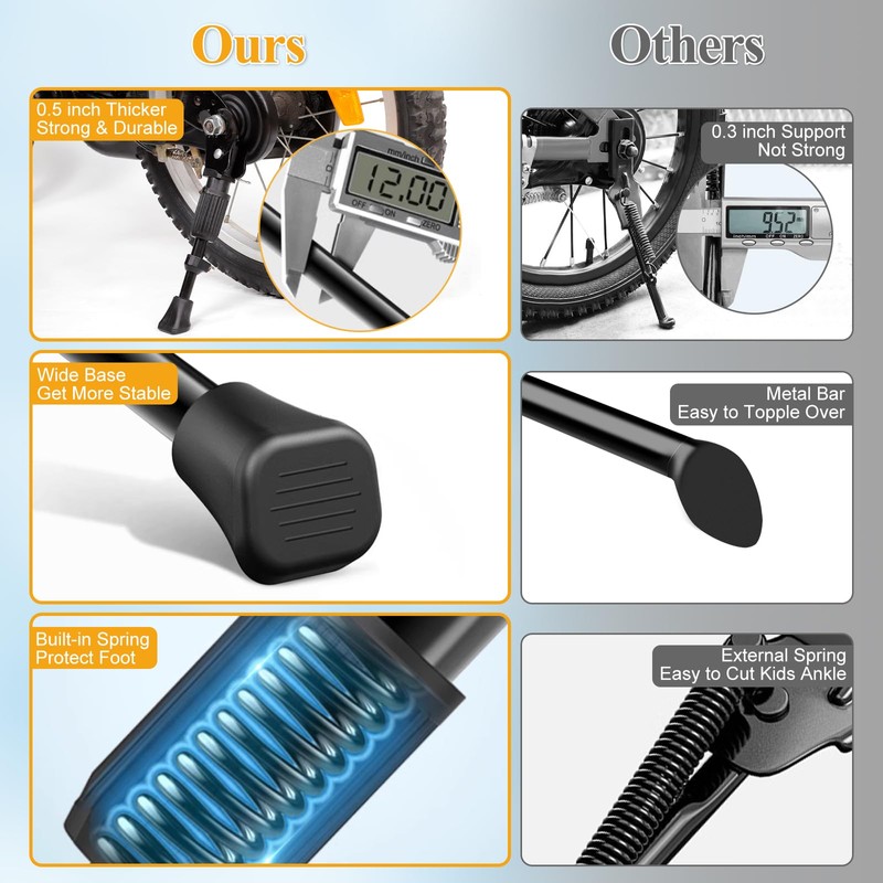 CYFIE Bicycle Stand, Side Stand, Adjustable Length, 12", 14", 16",
