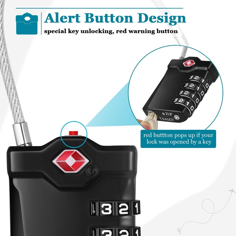 NAGE TSA Lock, Suitcase Locks Combination, White Code Luggage Locks