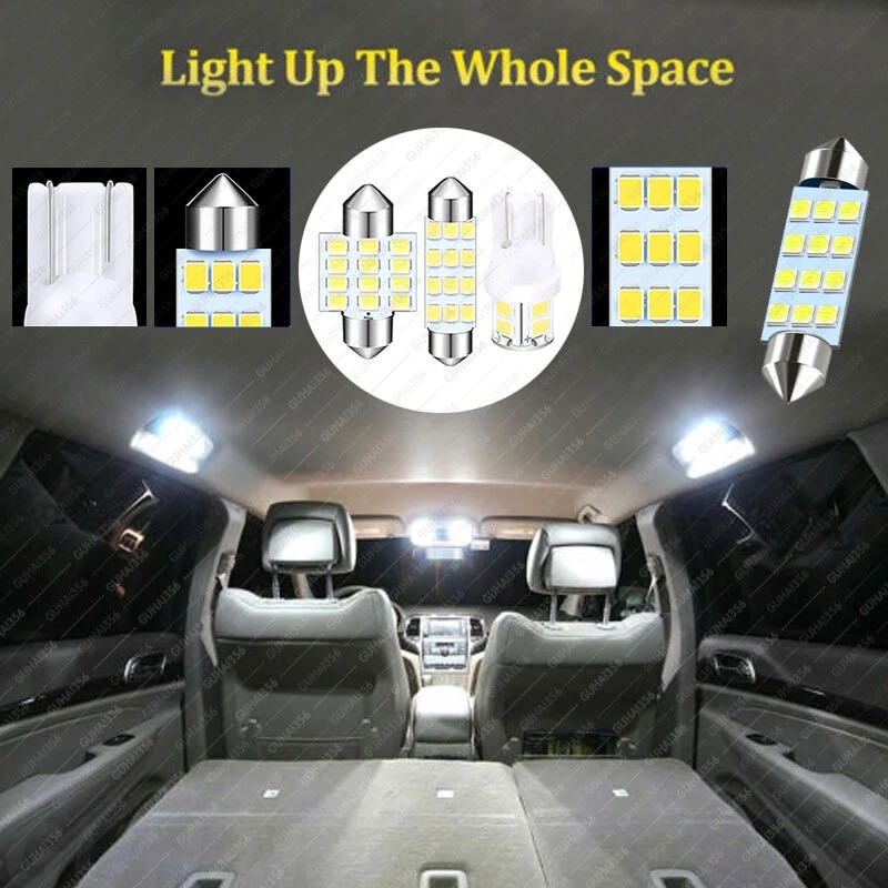 GLOWSPEED 20PCS White LED Bulb Interior Lights Package Kit for