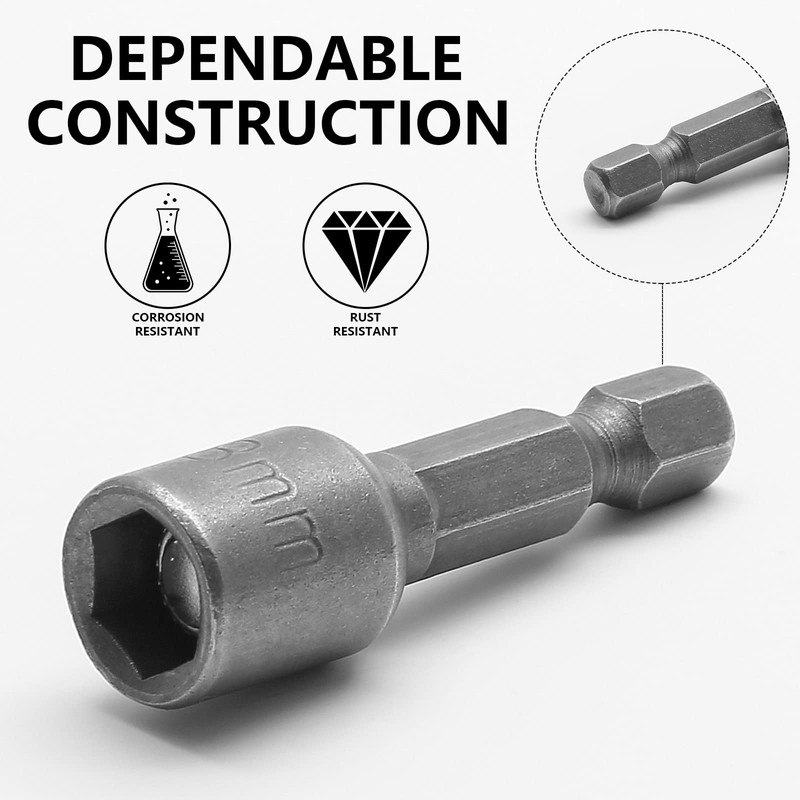 LDEXIN 10 Pcs Quick-Change Power Nut Driver Set 5/16" (8mm)