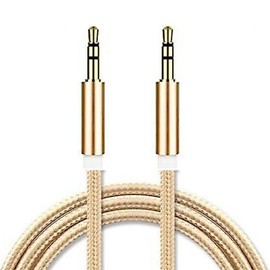 Premium 3.5mm Headphone Audio Cable, Jack to Jack Stereo Aux Cable for PC,Car, 3.5mm Auxiliary Audio cable Nylon Braided (Gold)