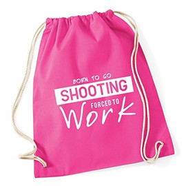Hippowarehouse Born to Go Shooting Forced to Work Drawstring Cotton School Gym Kid Bag Sack 37cm x 46cm, 12 litres