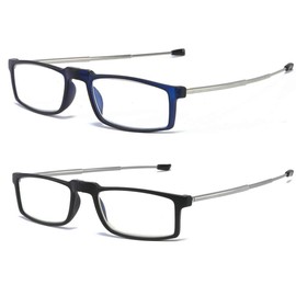 Folding Reading Glasses Compact Portable Readers Blue Light Blocking For Men Women Computer Glasses 2 Pack in Case 2.5