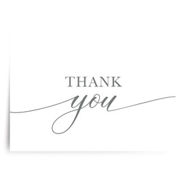 Designer Greetings Bulk Blank Thank-You Cards for Any Occasion, White and Silver Foil-Embossed Script (100 Foil-Embossed Thank-You Notes, Seals and Envelopes) – Perfect for Business, Graduation, Baby