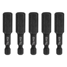 HARFINGTON 5pcs Hex Head Wrench Drill Bit 10mm(H10) Metric 1/4" Hex Shank 2"(50mm) Length S2 Steel Magnetic Impact Drivers Screwdriver Bit Hexagon Electric Drill Bits