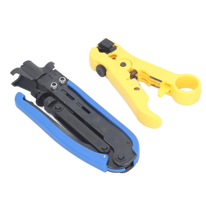 Coax Crimper Tool Kit Adjustable Coaxial Cable Crimper Stripper with