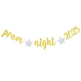 Prom Night 2025 Banner, Prom 2025 Party Decor, 2025 Congrats Grad Decorations, Class of 2025 Graduation Party Decorations, Gold and Silver Glitter