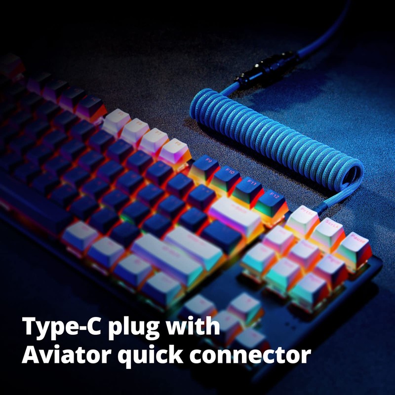 GUNMJO Pro Custom Coiled USB C Cable for Gaming Keyboard,
