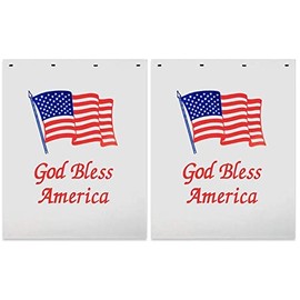 Denco God Bless America 24" x 30" White Heavy Duty Semi Truck Mud Flaps - Set of 2