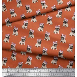 Soimoi Cotton Canvas Fabric Pug Dog Decor Fabric Printed metre 42 Inch Wide