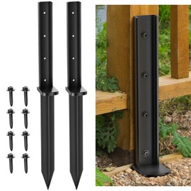 Thicker Fence Post Repair Anchor Kit, One-Piece Heavy Duty Steel Fence Post Stakes, Repair Tilted Broken 4x4/6x6 Wood Posts(2Pack/Black)