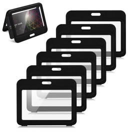 6Pcs ID Badge Holder, Hard Plastic ID Card Holder for Office,School,Credit Cards,Drivers Licenses (Horizontal)