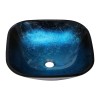 Blue Artistic Tempered Glass Vessel Sink With Faucet And Pop