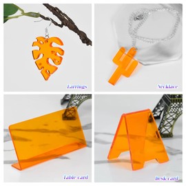 5 Pack Acrylic Sheet Orange Fluorescent Colored Translucent Sheets Easy to Cut for DIY Art Projects,Crafting,Display Project,Signs,Painting,Laser Cutting Plastic Plexiglass Panel 8x12" 2.8mm Thick