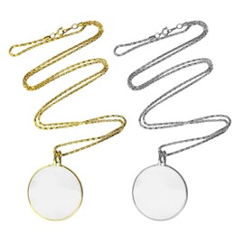 Magnifying Glass Necklace, Vintage Monocle, Reading Glasses Necklace with 5X Magnifier Lens on Chain, 1.7 Inch Diameter Glass Lens