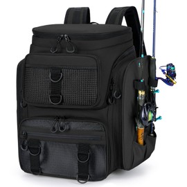 Virylon Fishing Tackle Backpack with Rod Holders, 41L Large Water-Resistant Fishing Bag with 18 Pockets - Storing Fishing Gear & Equipment, Gifts for Men/Women/Husband/Father