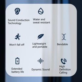 Auriculares de Conducción ósea, Sonido de Alta Fidelidad, Reducción de Ruido Inteligente, Conexión Estable Bluetooth, Auriculares Inalámbricos para Correr y Andar en Bicicleta