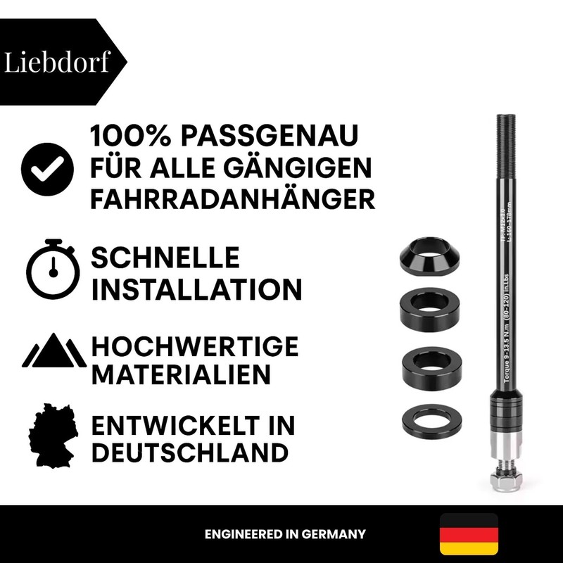 Liebdorf® Thru Axle Bicycle Trailer - M12 Adapter for All