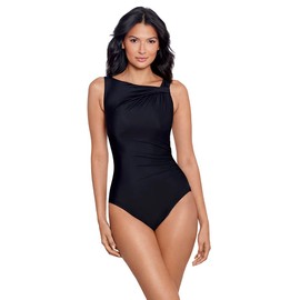 Miraclesuit Women's Swimwear Rock Solid Avra Underwire High Neck One Piece Swimsuit, Black, 14