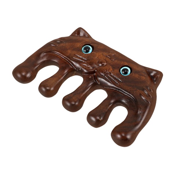 Beavorty Wooden Massage Comb Tiger Design Scalp Massager Portable Relief