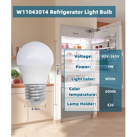 Taruimoo LED Fridge Light Bulb Replacement for frigidaire Whirlpool,Maytag,Jenn-Air,Amana Refrigerator,Replaces W11043014 W10865849,W10565137,W10837631,W10745744 etc-1year Warranty