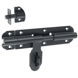 Alise 6 Inch Slide Bolt Gate Latch,Heavy Duty Barrel Bolts with Padlock Hole,Safety Door Lock,Double Sided Gate Hardware for Wooden Fence, Outdoor Fence MCX1000B-6C