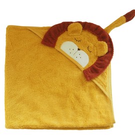 kikadu Kapuzenhandtuch Löwe - Kinderhandtuch mit Kapuze aus 100% GOTS-zertifizierter Bio-Baumwolle