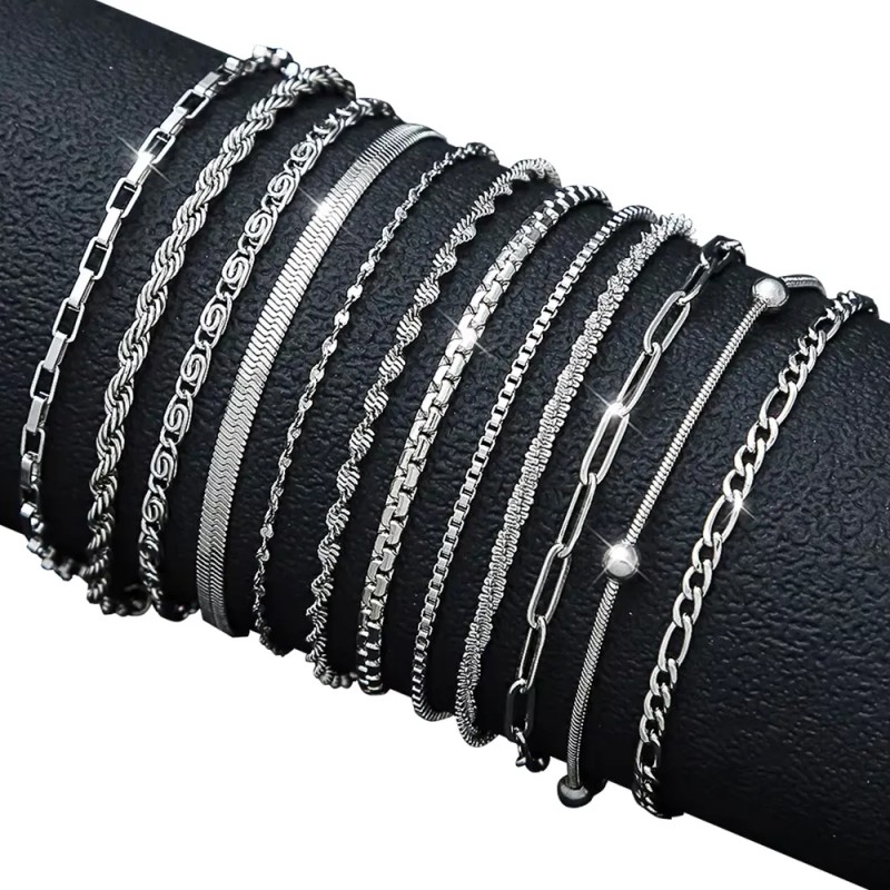 FUEZOIU Kit 12 Pulseras Joyeria Acero Inoxidable Mujer Hombre San