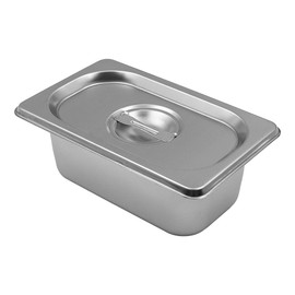 ZONADAH Stainless Steel Steam Hotel Pan 1/9 Size with Lid 6.5 Depth 17.6X 10.8cm Fraction Box Anti Jam Counter Pan Food Service Pan for Kitchen