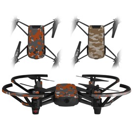 Skin Decal Wrap 2 Pack Compatible with DJI Ryze Tello WraptorCamo Old School Camouflage Camo Orange Burnt Drone NOT Included