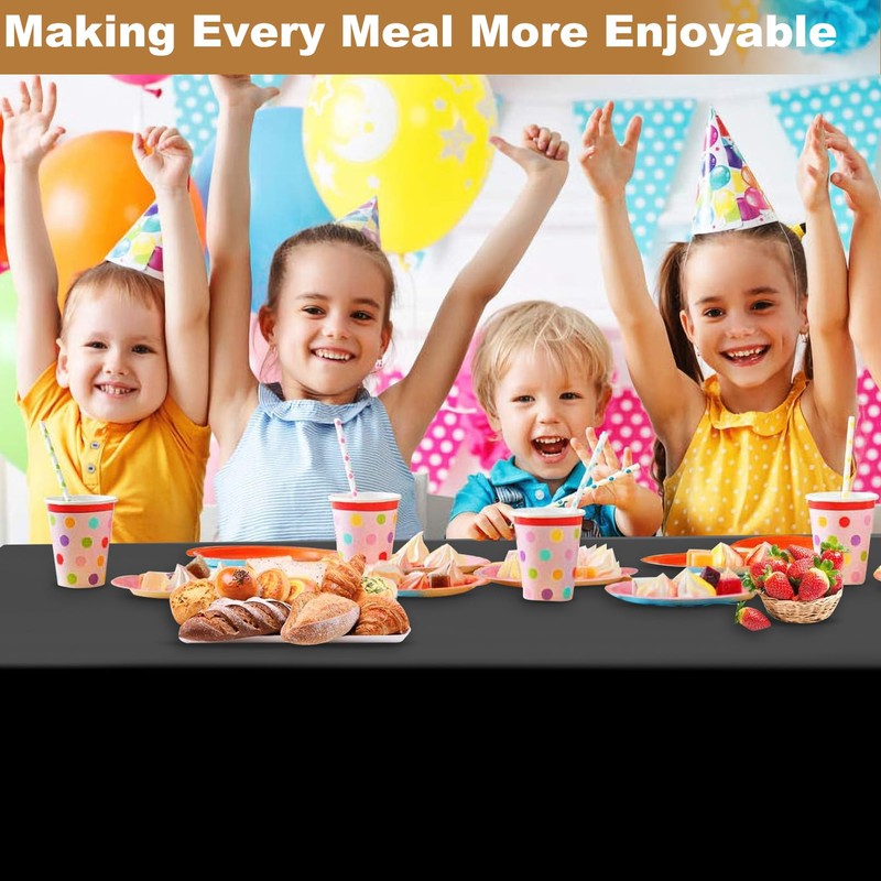 Incisite 2 Pack Black Tablecloth, 259x147cm(58.7x102In) Polyester Table Cover for