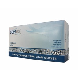 Sterex Vinyl Powder Free Exam Gloves Large - 100ct