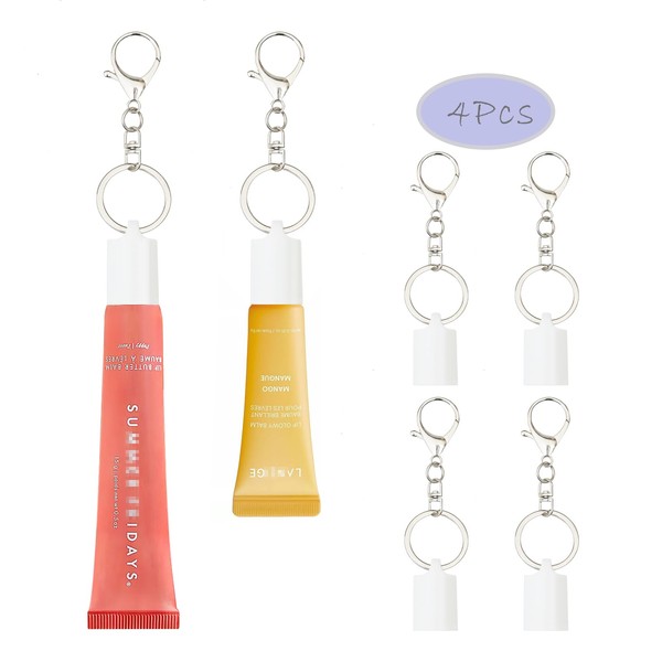 Moruiero Moruiero 4Pcs Keychain Cap, Lip Gloss Holder Keychain Compatible