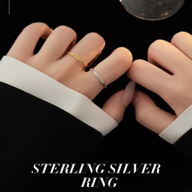 Habselikob Silver Rings 925 Women Adjustable Ring Gold Cubic Zirconia Ring Promise Engagement Engagement Ring Ladies, Sterling Silver