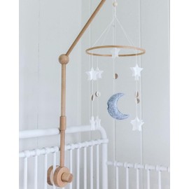 Baby Crib Mobile Arm Wooden Holder - Baby Mobile Hanger for Crib (31 inch, 100% Natural Beech Wood) Strong Anti Slip - Nursery Decor & Gift Accessories (Original)
