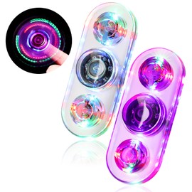 SCIONE 2Pack LED Fidget Spinner for Kids 4-8-12, Light up Sensory Fidget Stress Toys Adults, Glow in The Dark Mini Hand Spinners for Classroom Prizes Party Favors Boys Girls Birthday Gifts