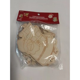 Darice Unfinished Wood Holiday Hanging Craft Ornaments 5 Pieces BNIP!